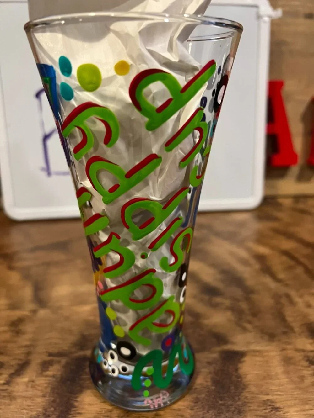 Adult Sippy Cup Hand painted glass